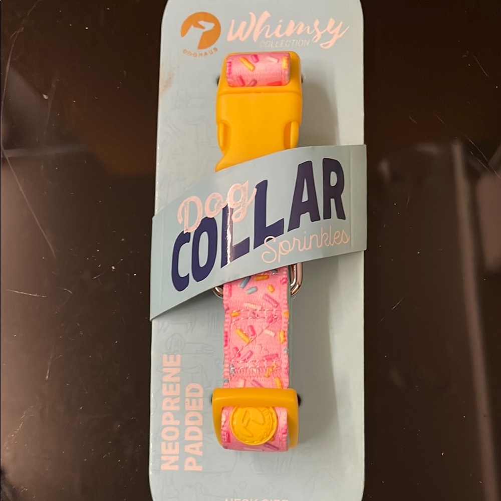 WHIMSY Pink & YELLOW Dog Collar NEOPRENE Padded
